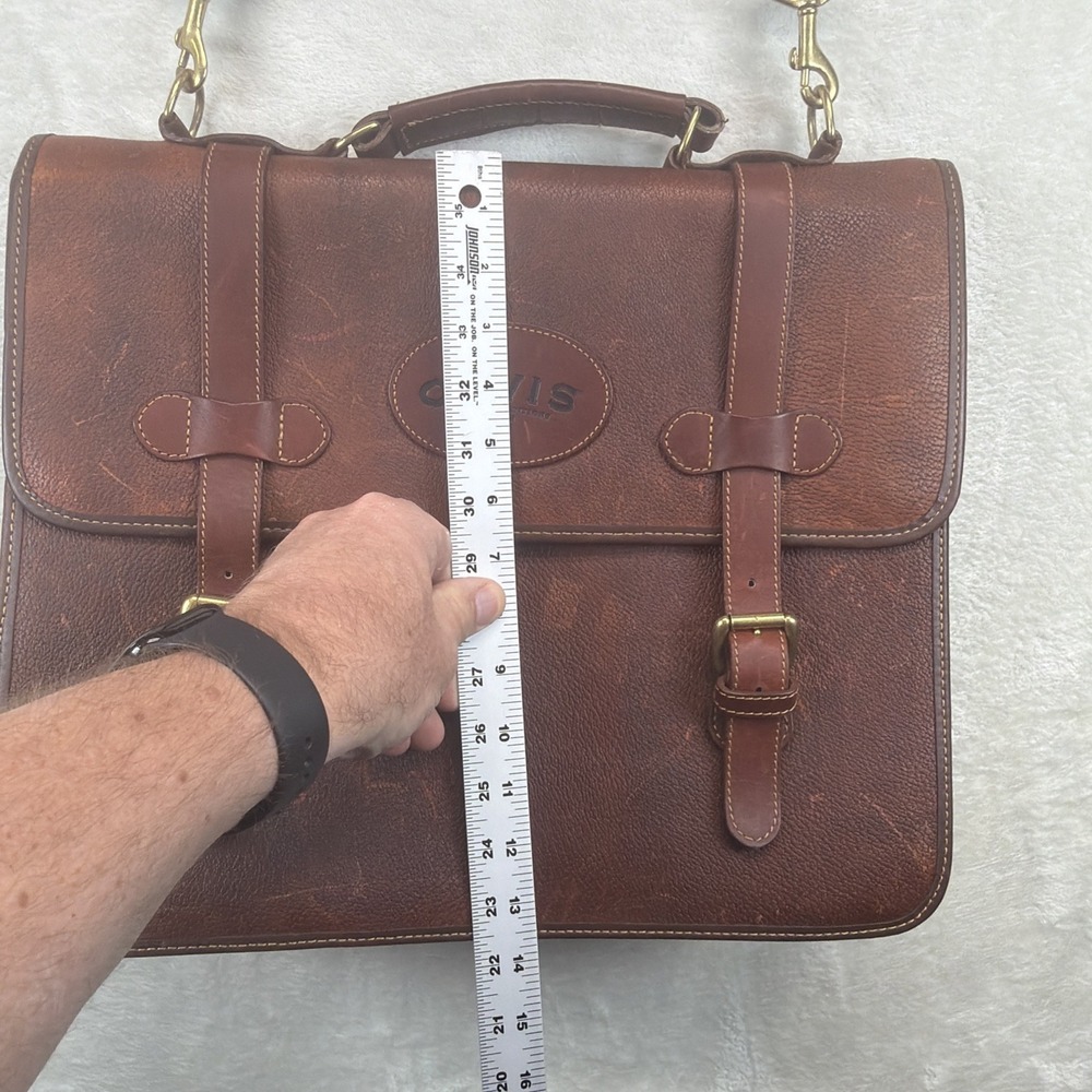 Vintage Orvis Leather Briefcase Attache Messenger Laptop Bag Brown Shoulder - Picture 5 of 16